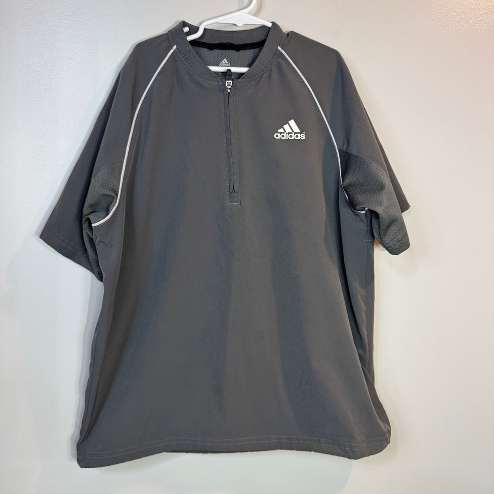 Adidas Kids Youth M Pullover Quarter Zip Jacket Gray‎ Short Sleeve Athletic
